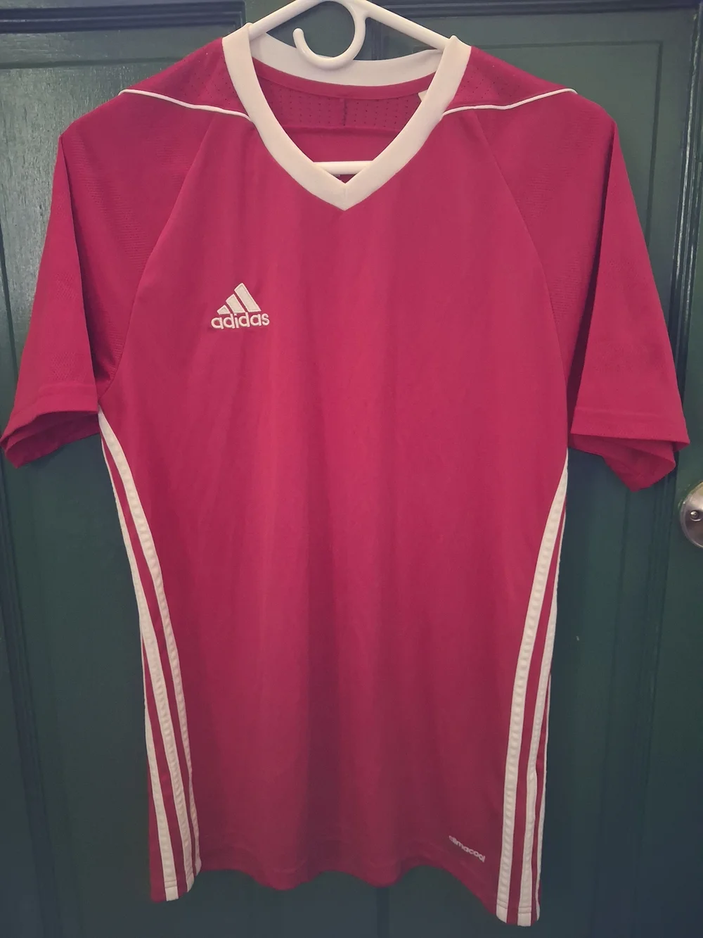 adidas Tiro 17 Men’s Red Athletic V-Neck Jersey with White Trim